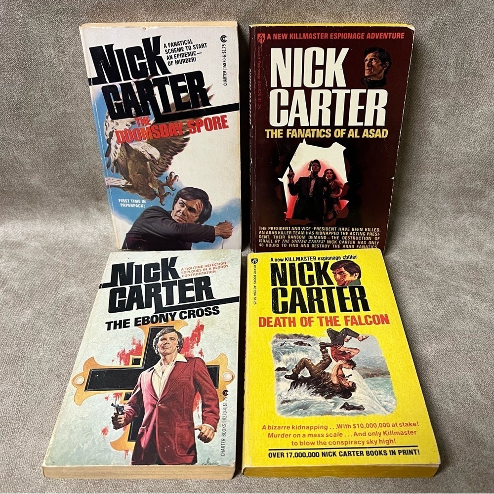 Nick Carter Set of 4 Paperpacks action adventure spy novels 1960's 70’s #3